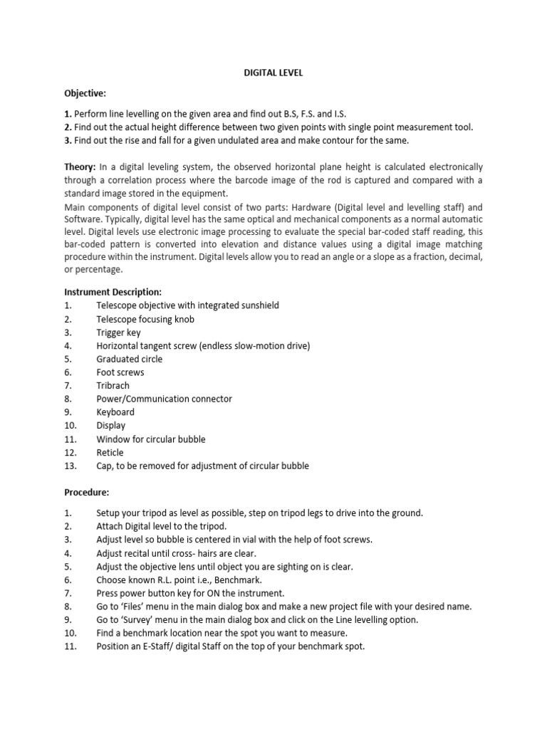 Digital Leveling Techniques and Procedures | PDF