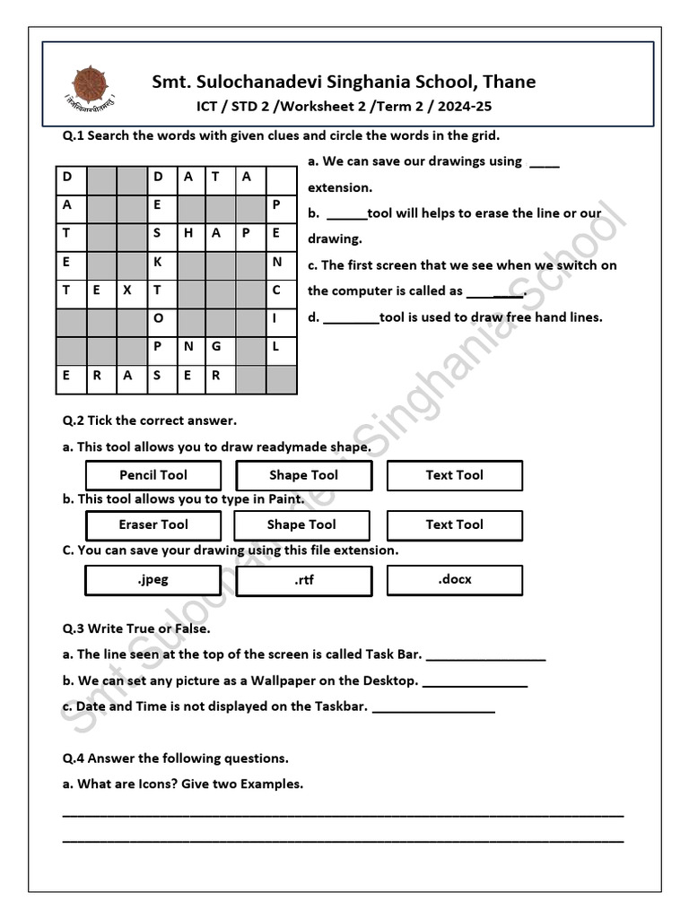 Grade 2 ICT Worksheet Term 2 | PDF