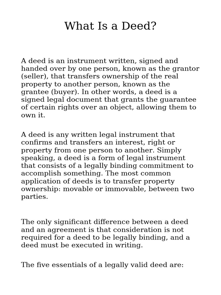 Understanding Different Types of Deeds | PDF | Deed | Conveyancing