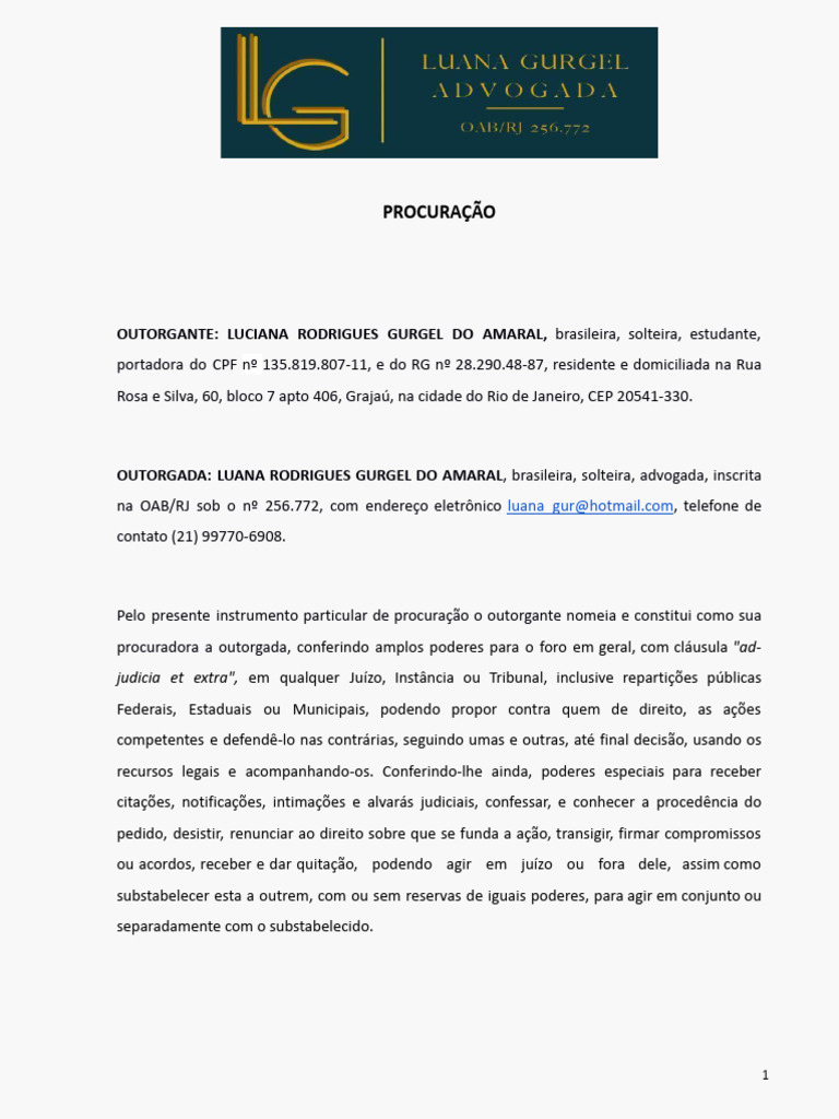 Procuração: Luciana a Luana Amaral | PDF