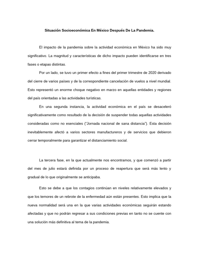 Impacto Económico de la Pandemia en México | PDF | México | Producto ...