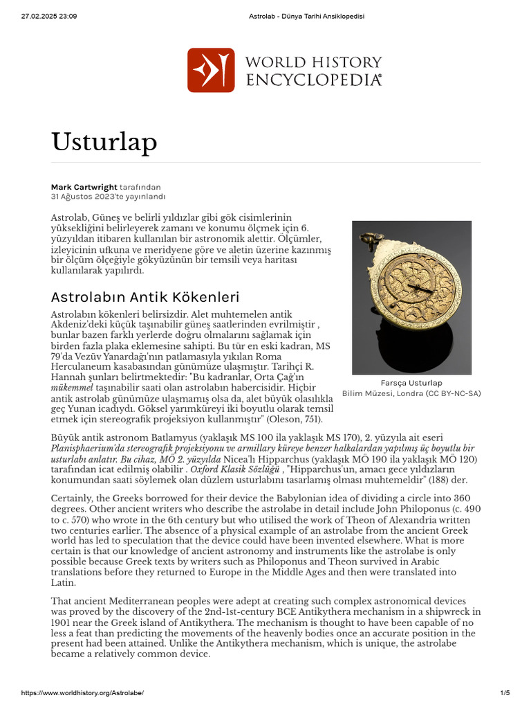 Astrolabe: A Historical Overview | PDF | Astronomy