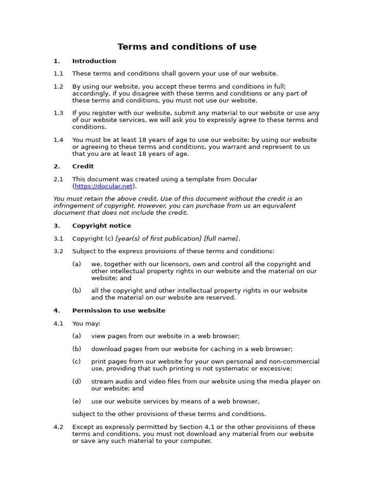 Free Website Terms and Conditions 2025 02 27 20 15 59 | PDF | Legal ...