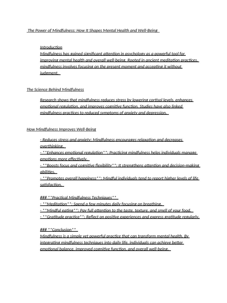 Mindfulness Pdf