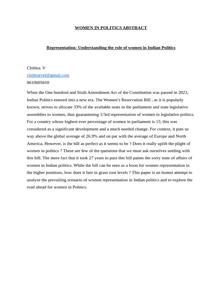 Women in Politics Abstract | PDF