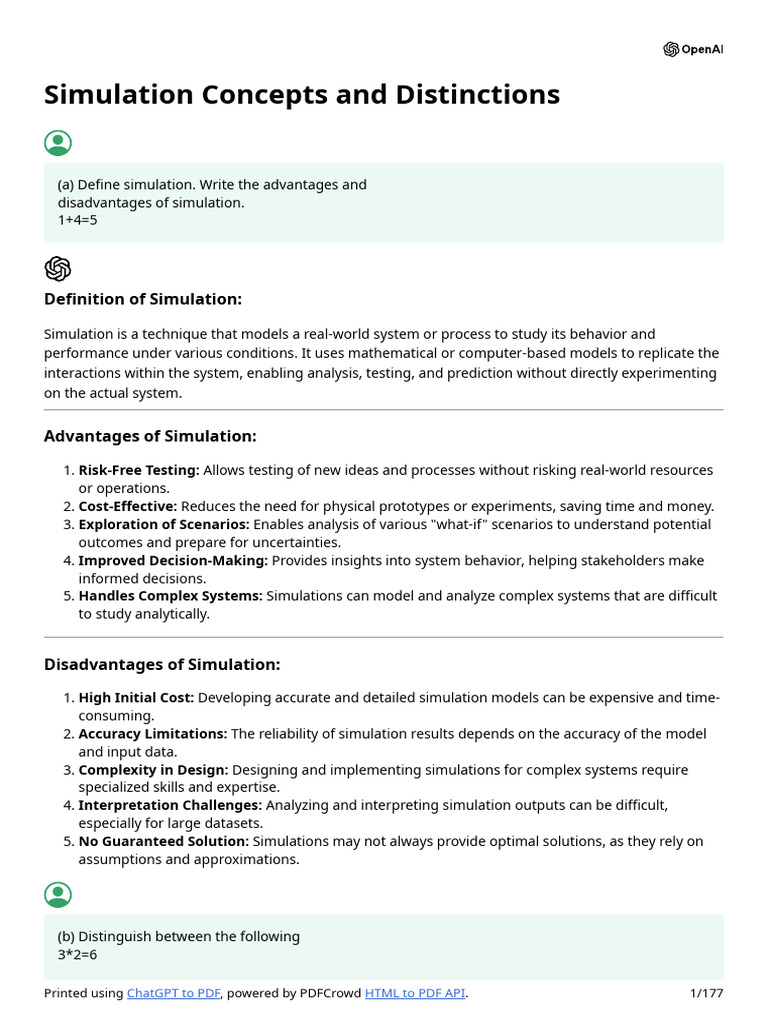 Simulation Concepts and Distinctions | PDF | System | Simulation