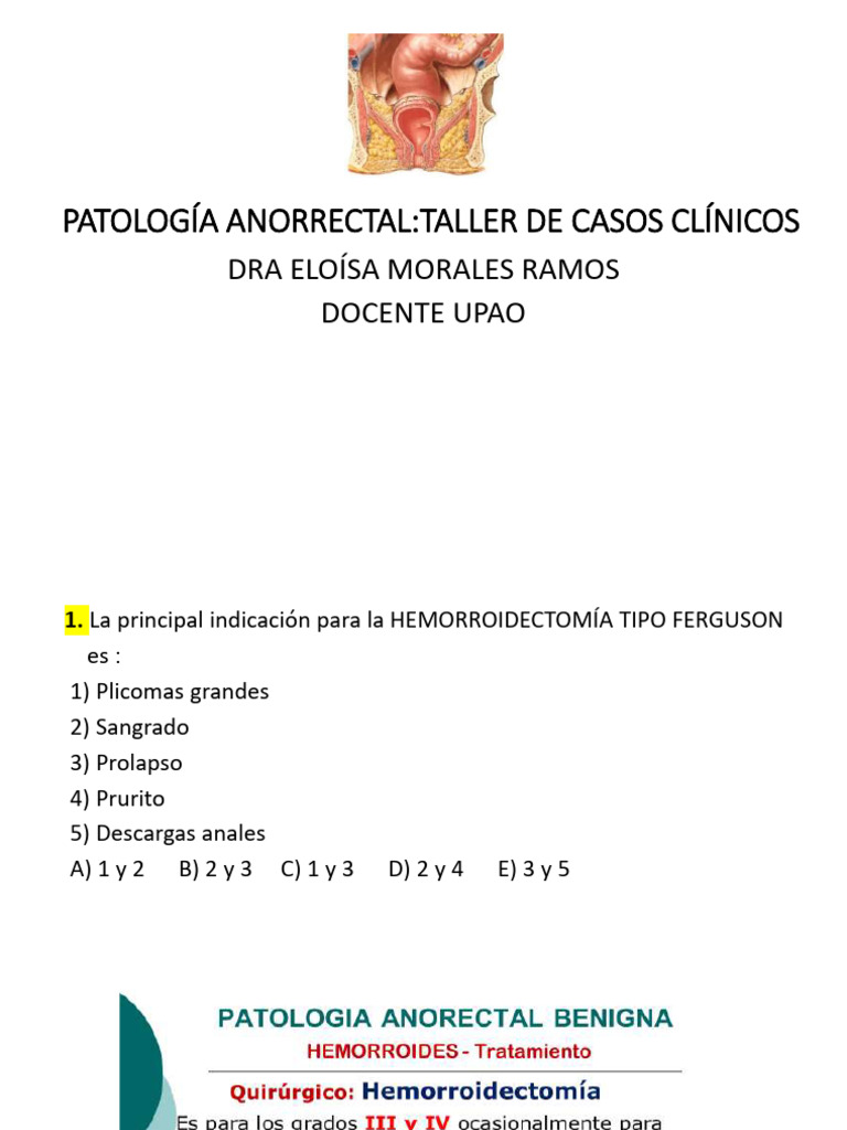 Taller Clínico de Patología Anorrectal | PDF | Hemorroides | Recto
