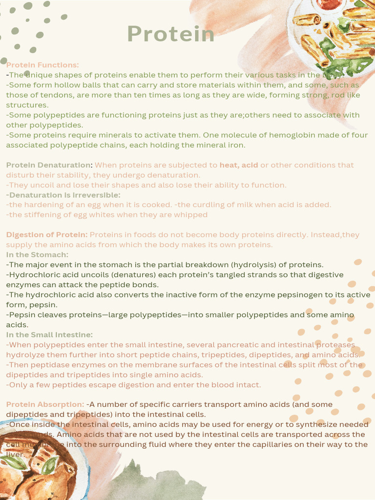 Essential Functions and Roles of Proteins | PDF | Proteins ...