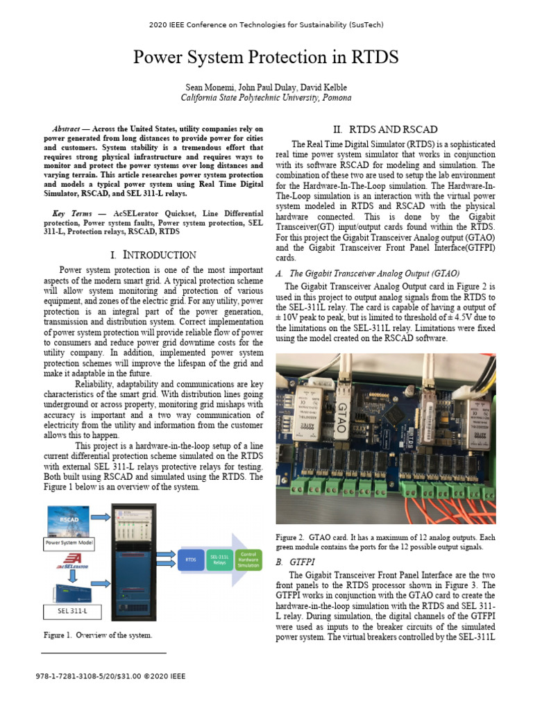 Power System Protection with RTDS | PDF | Relay | Simulation