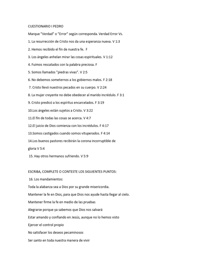Cuestionario sobre Fe y Conducta Cristiana | PDF | Cristo (título) | Fe