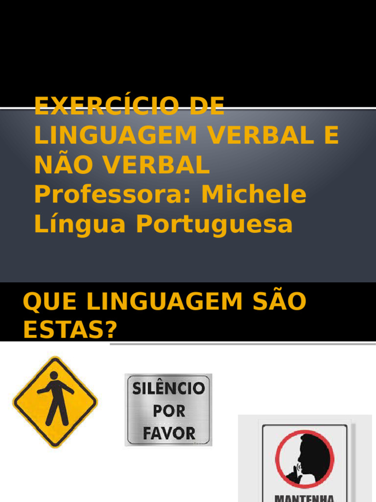 Exercício de Linguagem Verbal e Não Verbal | PDF