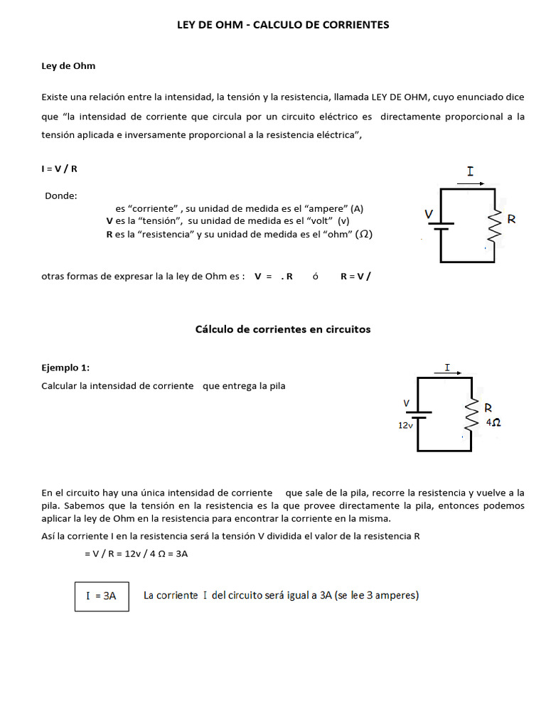 Ley de Ohm - Cálculo de corrientes-1 | PDF | Resistencia Eléctrica y ...