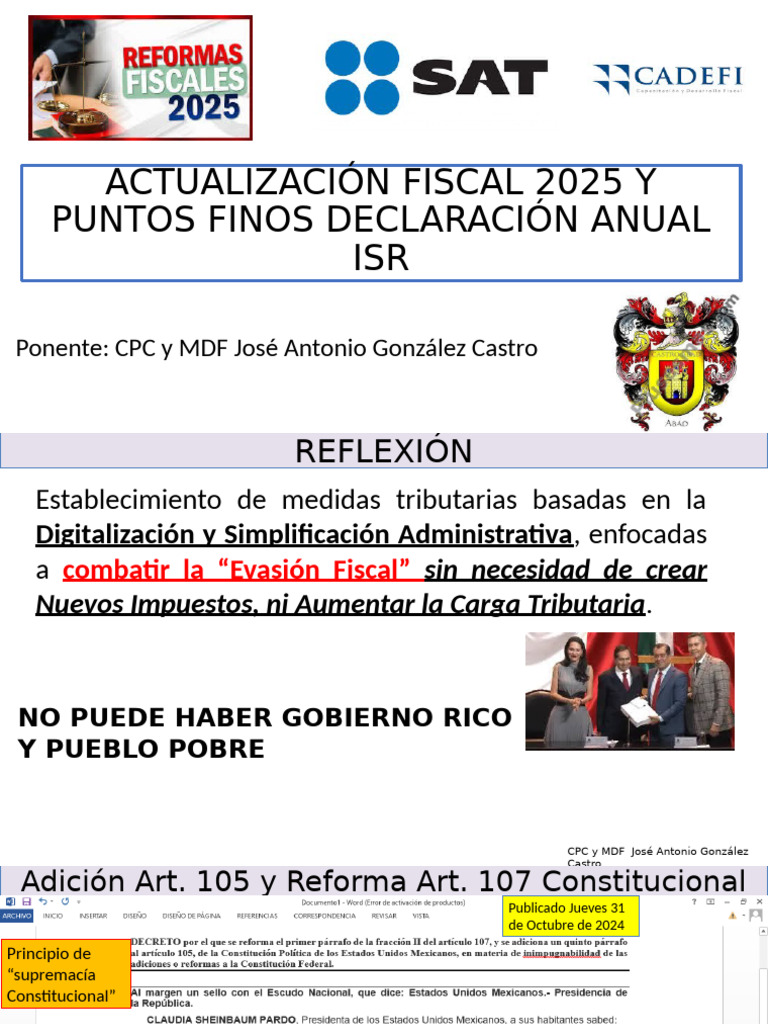 Actualización Fiscal 2025: ISR y Deducciones | PDF | Impuesto sobre la ...