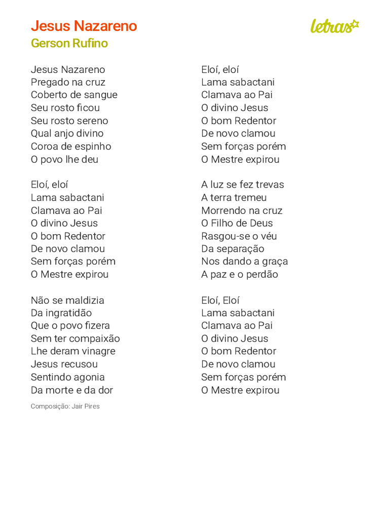 JESUS NAZARENO - Gerson Rufino (Impressão) | PDF