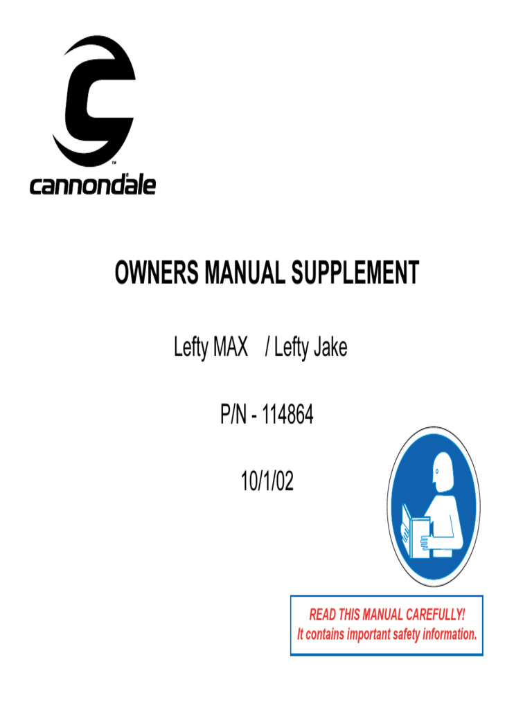 2002 Lefty Max Lefty Jake Owner's Manual Supplement en 0 | PDF | Brake ...