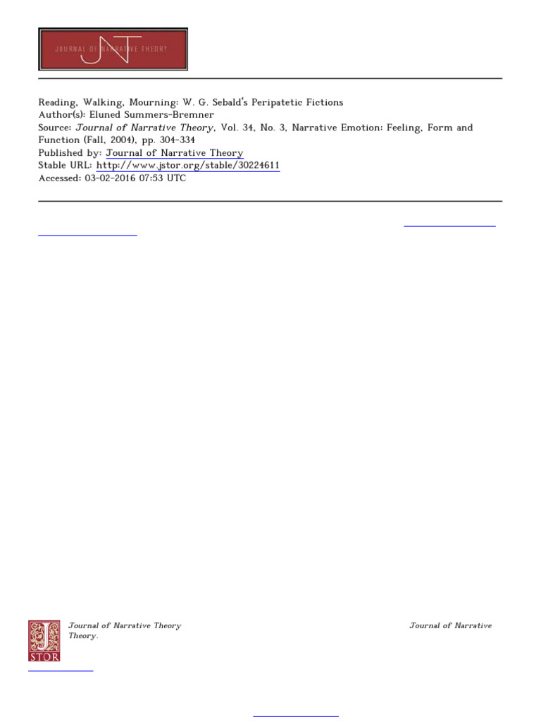 (Eluned Summers-Bremner) Narrative Emotion Feeling, Form and Function ...