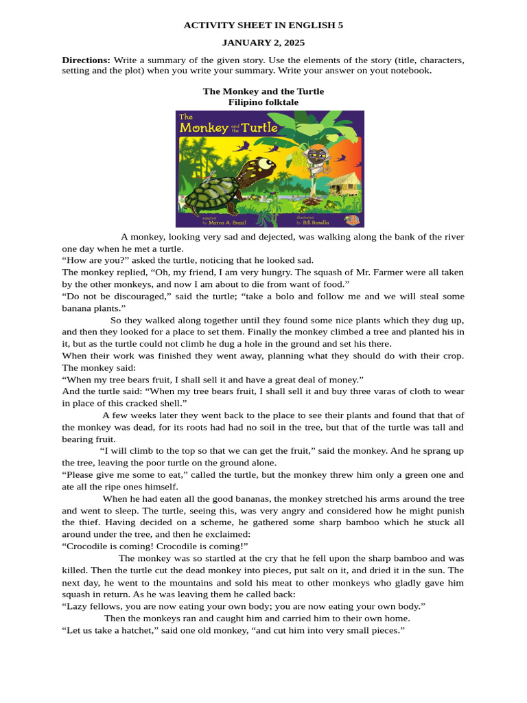 ACTIVITY SHEET IN ENGLISH 5 (SUMMARIZING DIFFERENT TEXT TYPES BASED ON ...