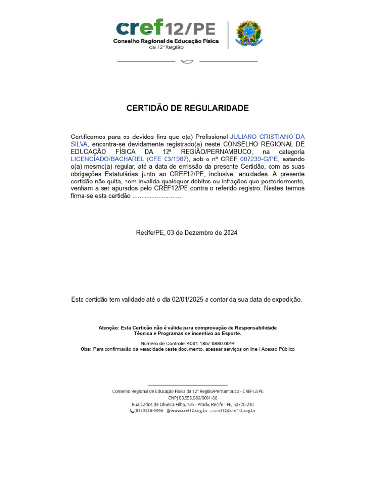 Cref Regularidade | PDF