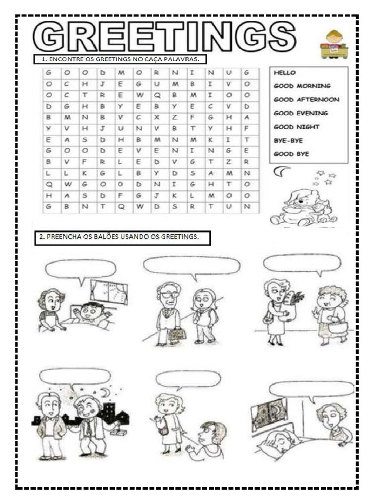 Atividades com Greetings em Inglês | PDF