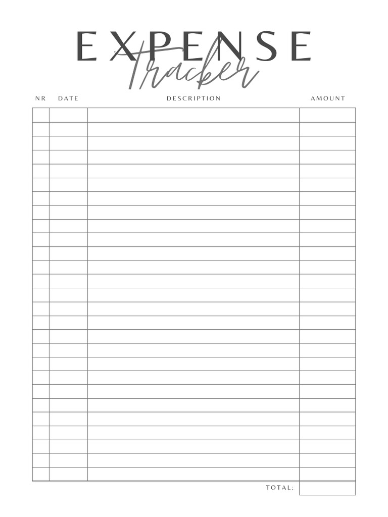 Simple Elegant Minimalistic Spending Expense Tracker Log Finance ...