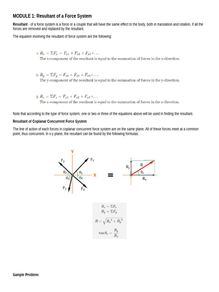 Resultant of A Force System | PDF