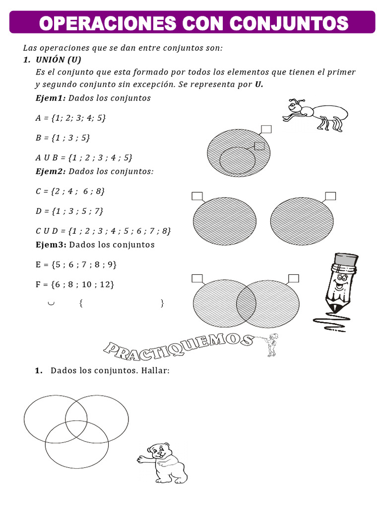 Operaciones Con Conjuntos para Cuarto de Primaria 1 | PDF