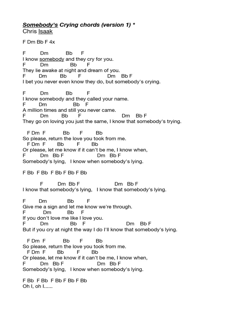 Somebody S Crying | PDF | American Songs | Songs