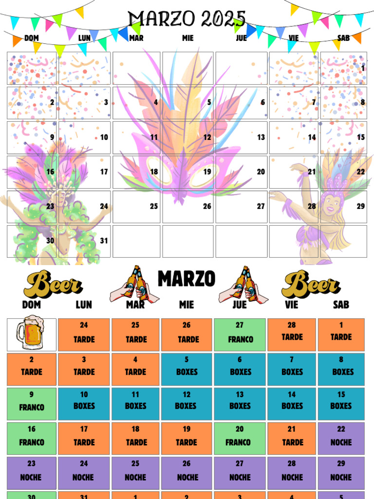 Documento A4 Hoja Calendario Mensual Marzo 2025 Almanaque Imprimible ...