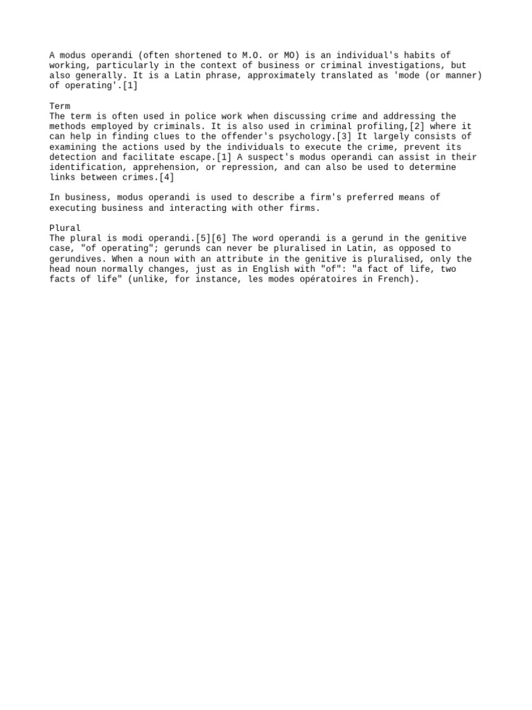 Understanding Modus Operandi | PDF