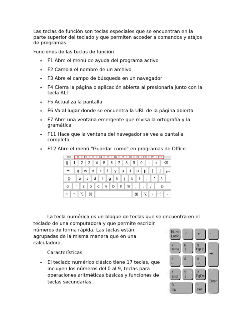 Funciones de Teclas en el Teclado | PDF