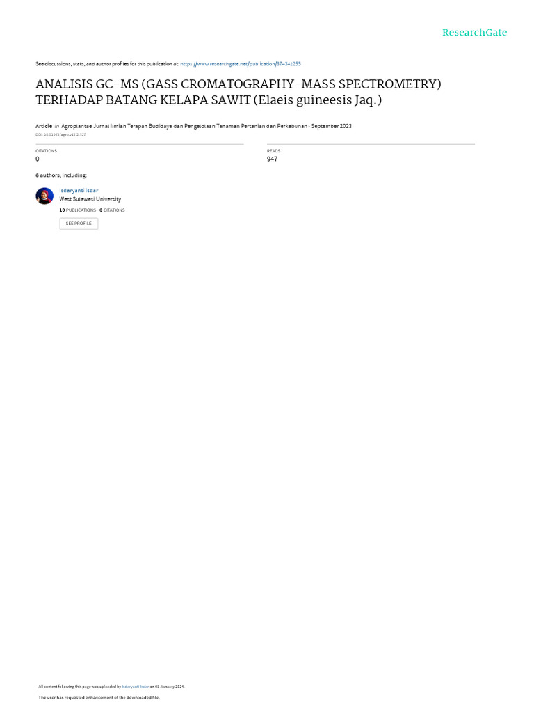 Analisis Gc-Ms Gass Cromatography-Mass Spectrometr | PDF