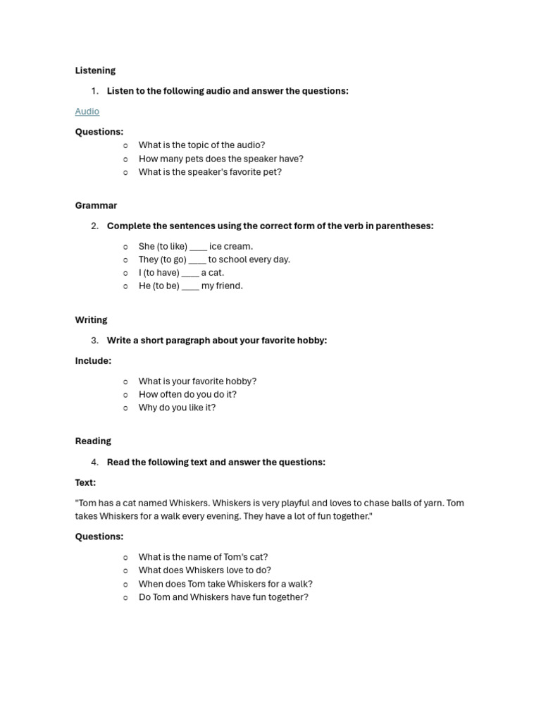 English Listening and Writing Exercises | PDF