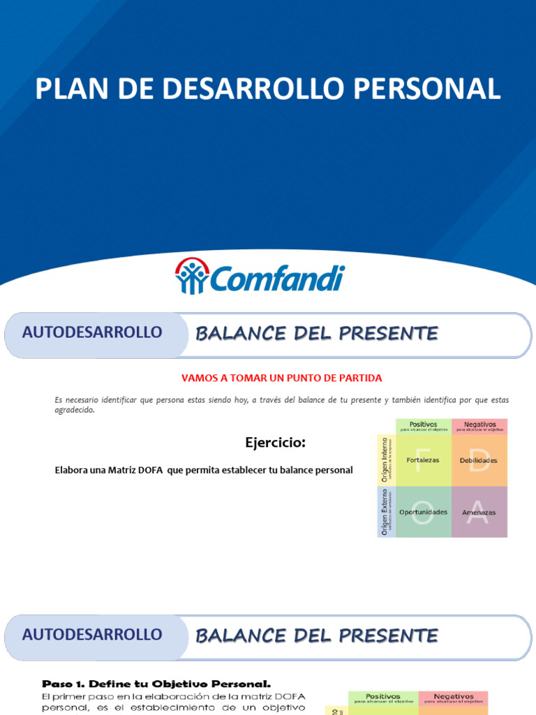 Plan de Desarrollo Personal y Objetivos SMART | PDF | Análisis FODA ...
