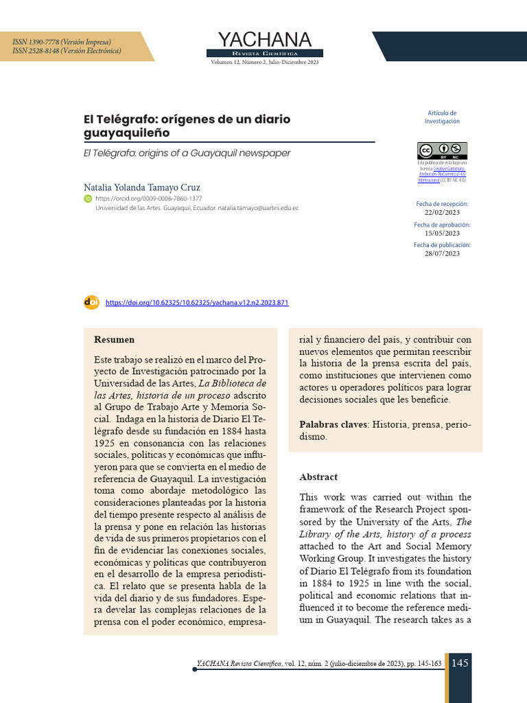 Historia de Diario El Telégrafo 1884-1925 | PDF | Ecuador | Chile