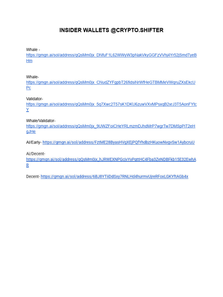 Insider Wallets @crypto | PDF