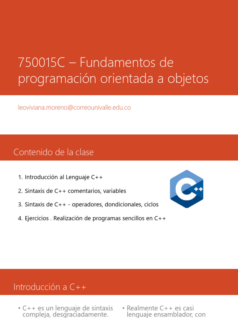 Semana 1 - Intro LenguajeC++ | PDF | C ++ | Lenguaje de programación
