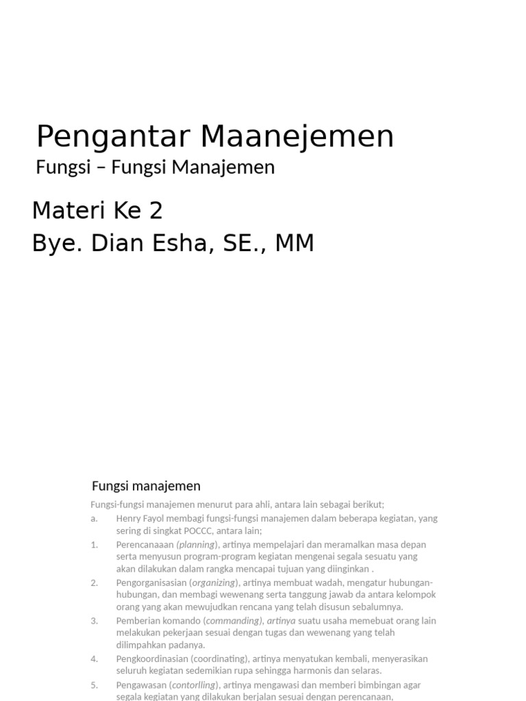 Fungsi Manajemen POCCC dan POSDC | PDF