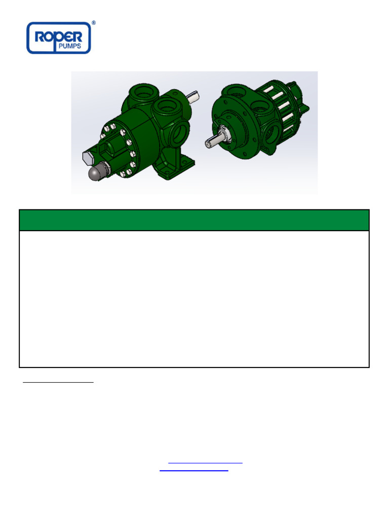 Roper 1200 Pump Owner's Manual | PDF | Pump | Valve