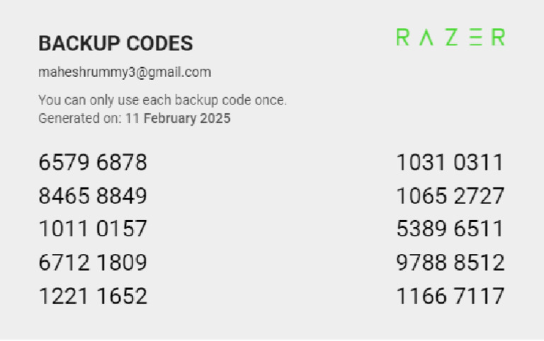 Razer Id Codes 1739240678806 | PDF