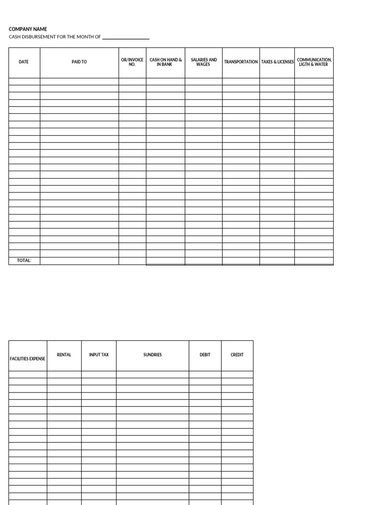 Monthly Cash Disbursement Report | PDF