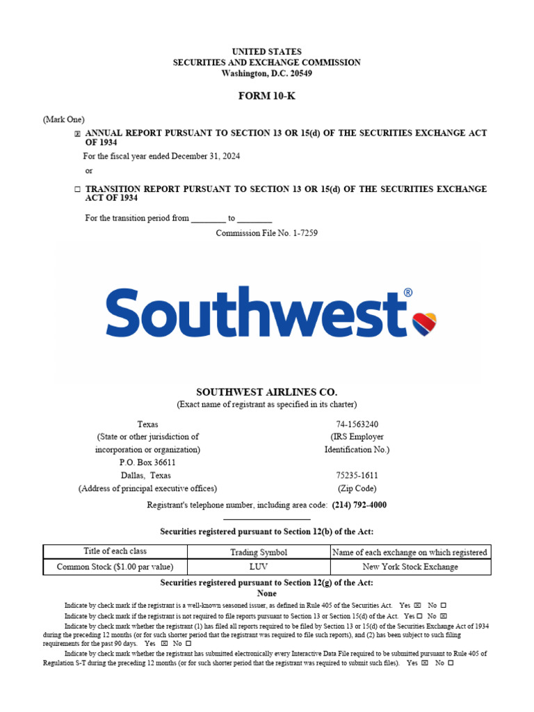 2024 10k Final PDF Southwest Airlines Loyalty Program