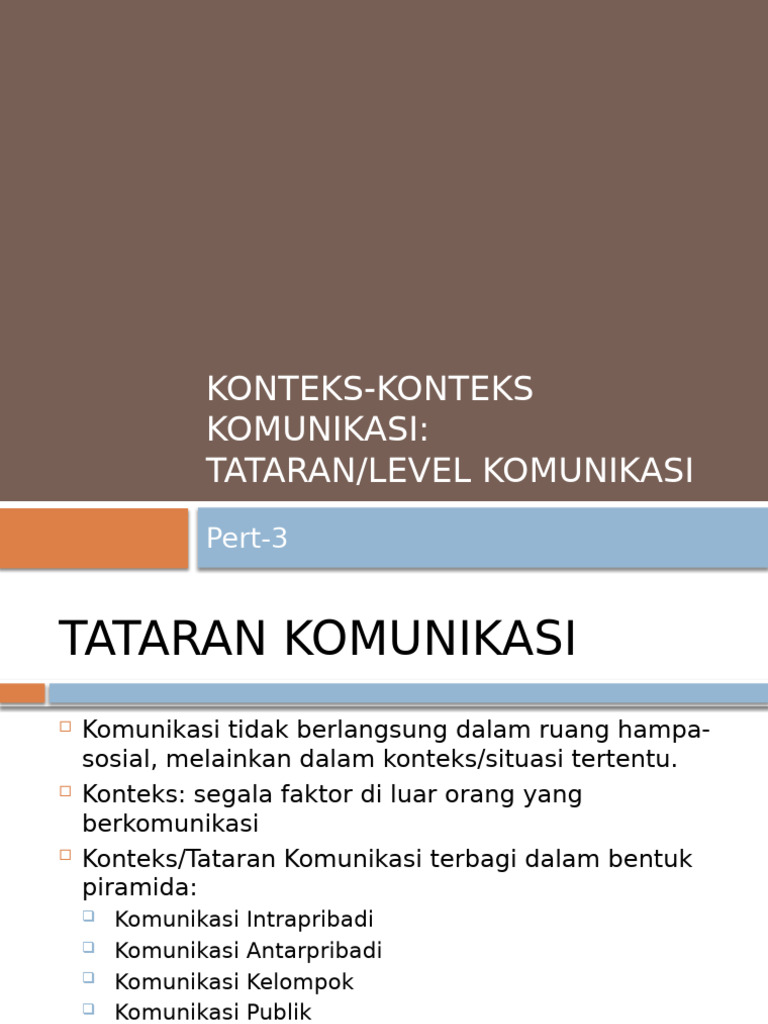 Konteks dalam Berbagai Tataran Komunikasi | PDF
