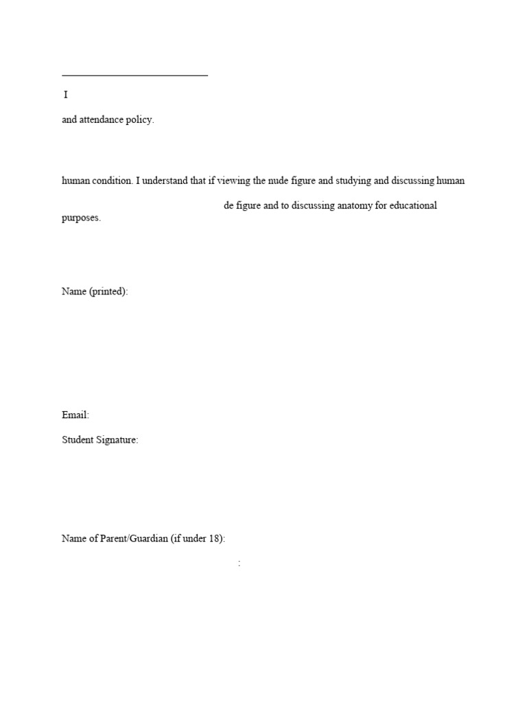 Art 1107 Nude Figure Disclaimer Form | PDF