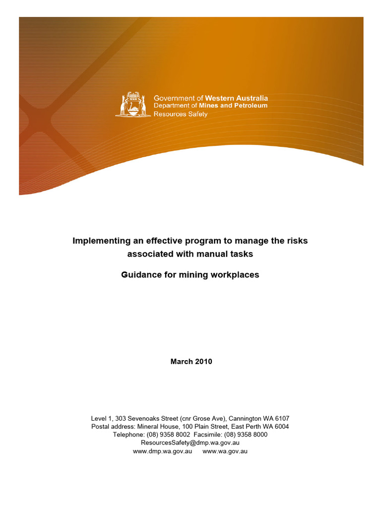 Managing Manual Task Risks in Mining | PDF | Risk Management | Risk