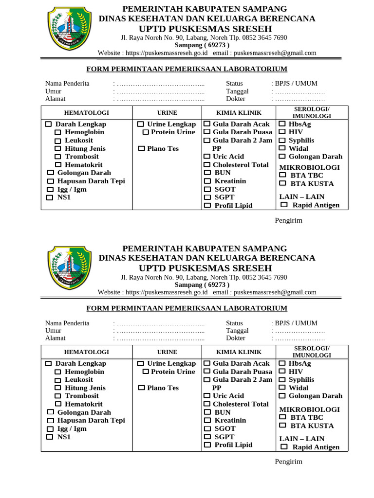 Contoh Surat Rujukan Laboratorium | PDF