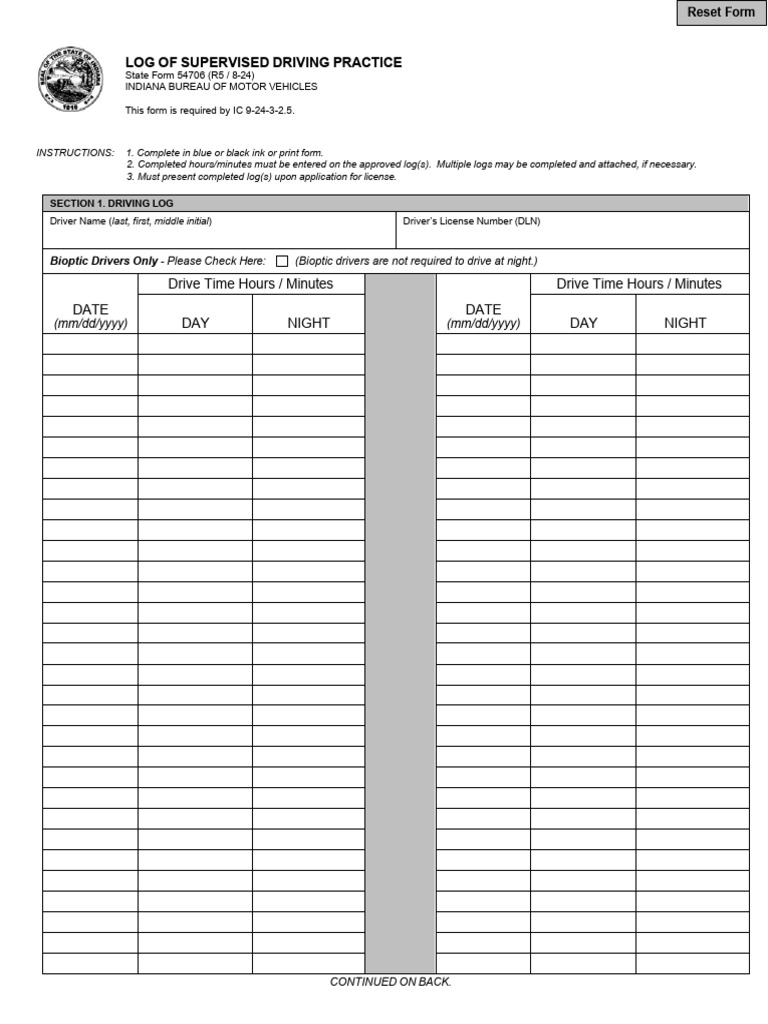 Supervised driving log without name | PDF