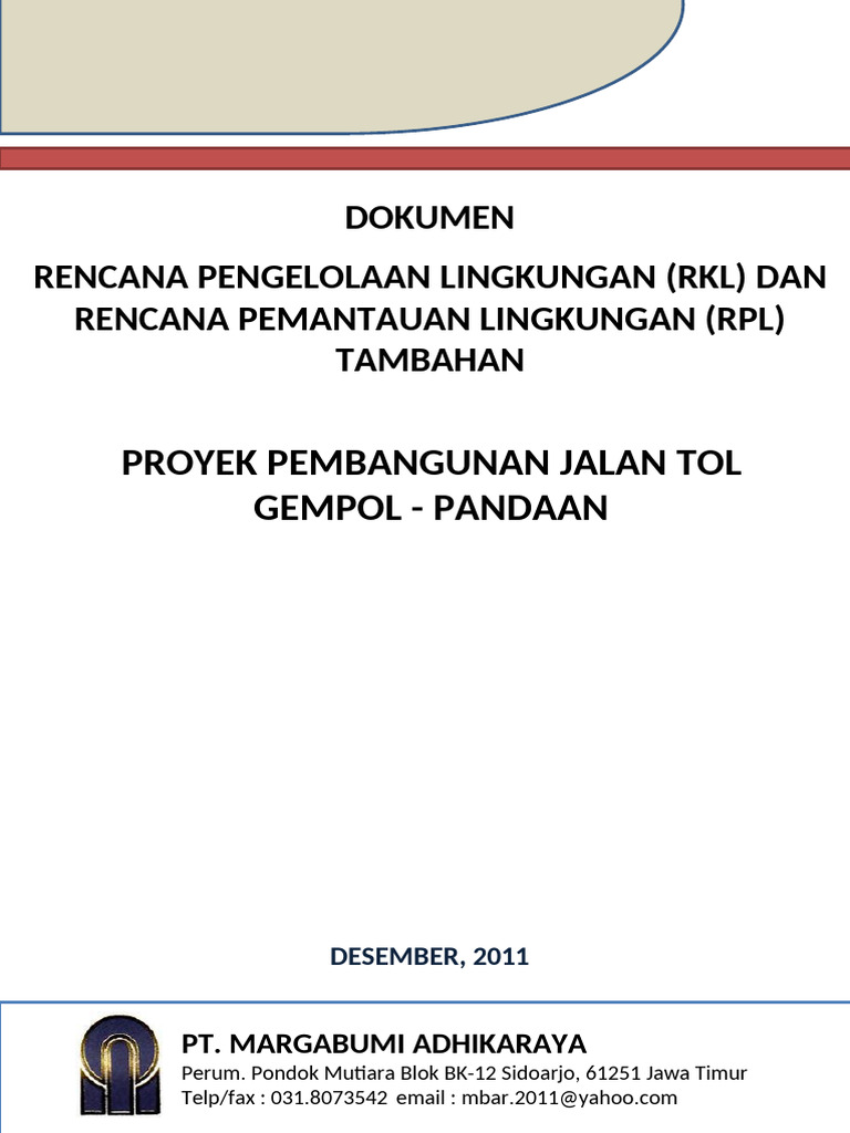 Dokumen-RKL-dan-RPL-Tambahan-Proyek-Pembangunan-JT-Gempol-Pandaan (1) | PDF
