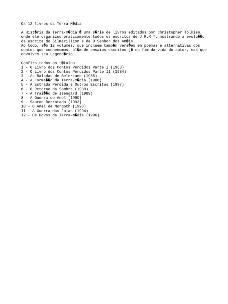 Os 12 Livros da Terra-média | PDF
