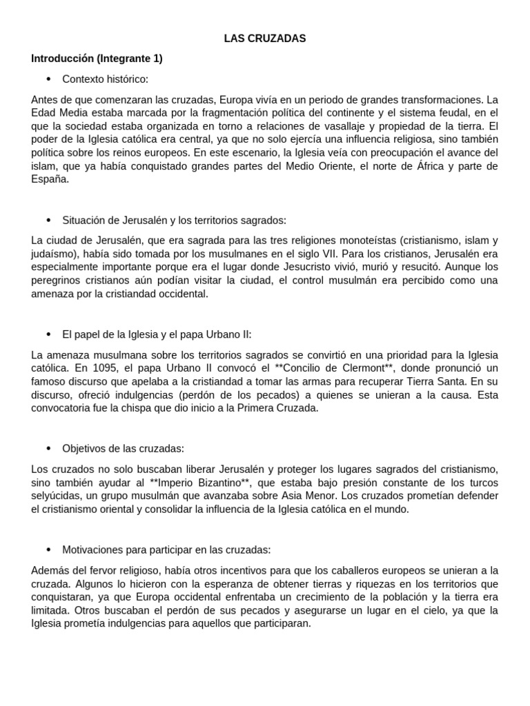 Causas y Contexto de las Cruzadas | PDF | Cruzadas | imperio Bizantino
