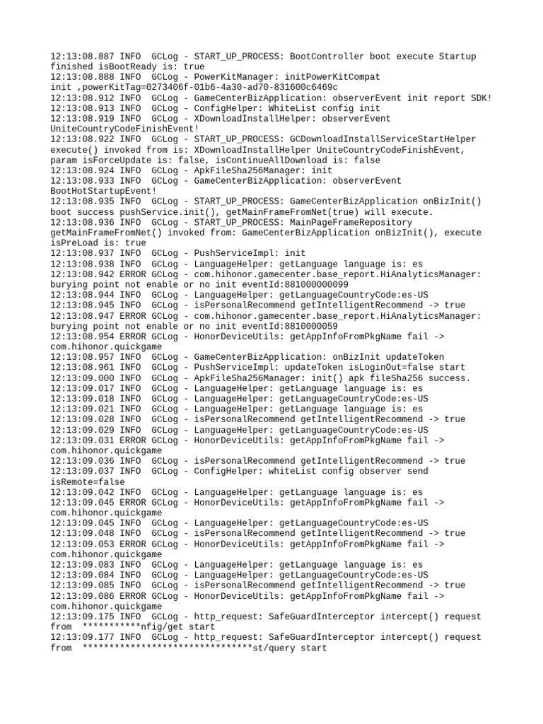 GameCenterBizApplication Startup Log | PDF | Computing | Software